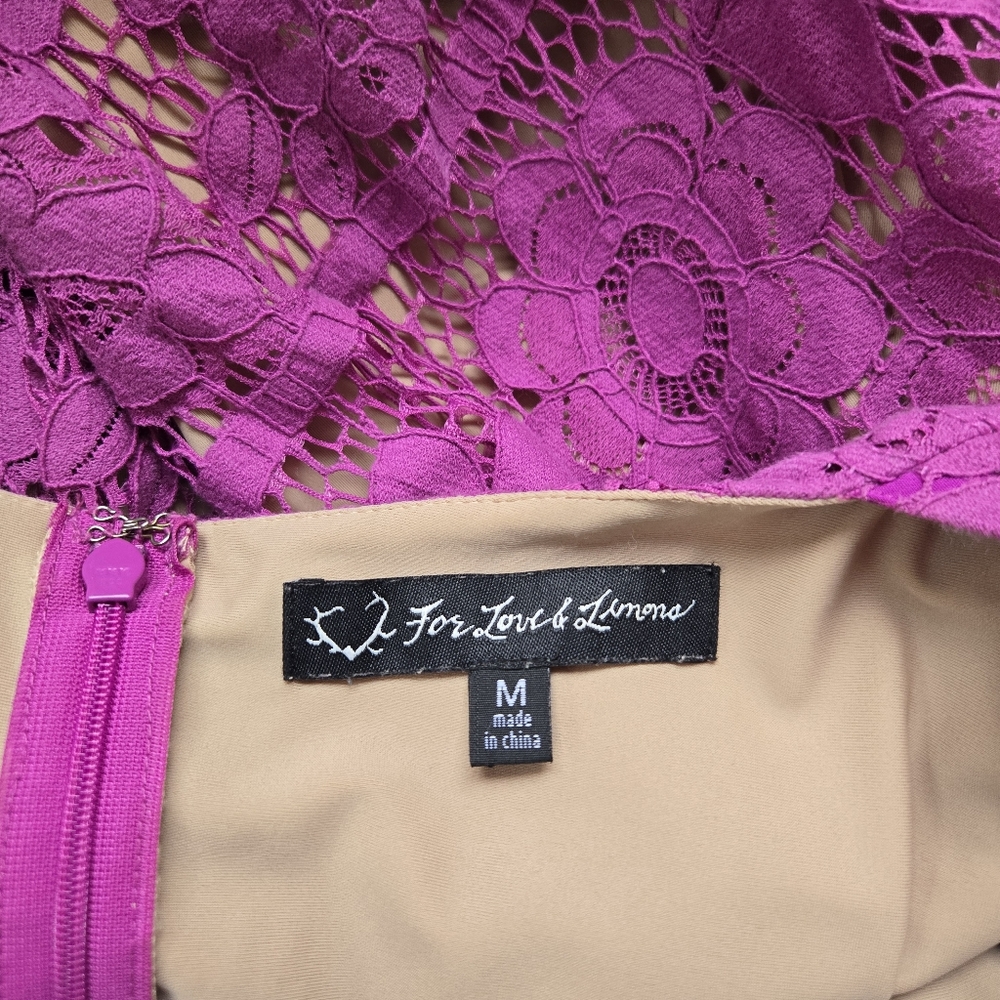 For Love & Lemons Gianna Lace Criss Cross Backless Mini Dress Pink Purple Medium - Picture 7 of 9